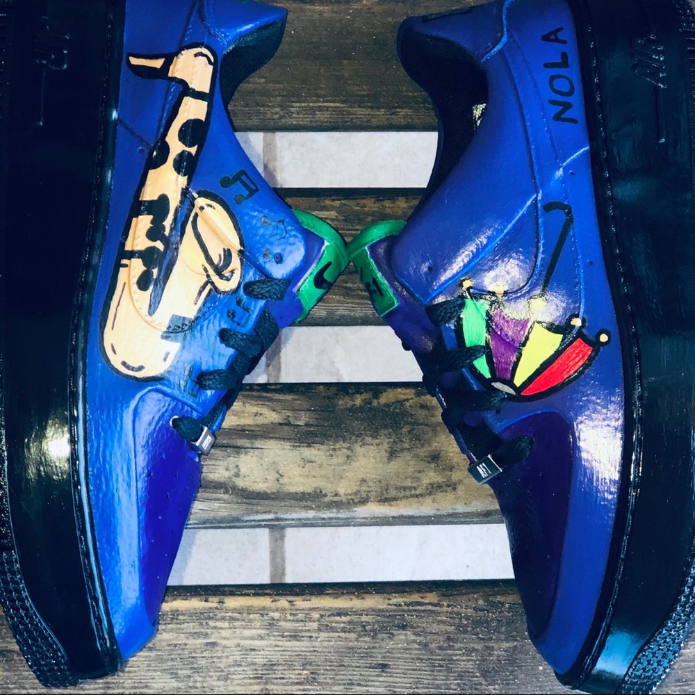 Nike Air Force 1 Custom Paint Mardi Gras Theme NEW
